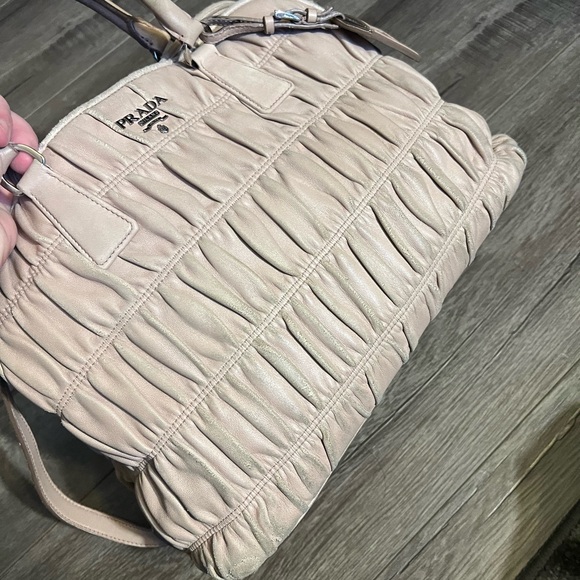 Prada Cream/ Beige/ Pink Leather Handbag - Picture 4 of 16
